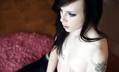 Wonderful blue saw inked teenager stunner