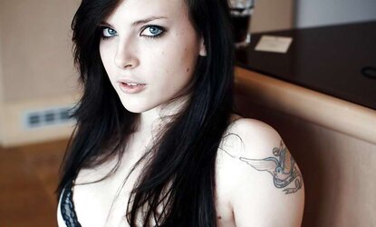Wonderful blue saw inked teenager stunner