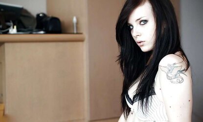 Wonderful blue saw inked teenager stunner