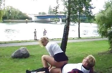 Spy couples nailing in the nature