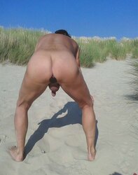 On the beach with buddy