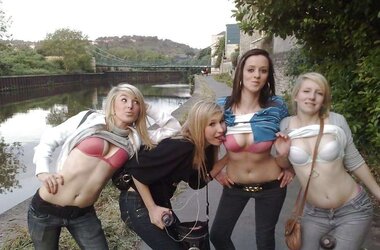 Crazy teenager girlfriends testing their bods