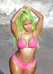 Nicki Minaj wears a pinkish bikin