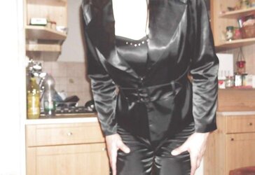 Dark-Hued satin suit (pants, harness, jacket)