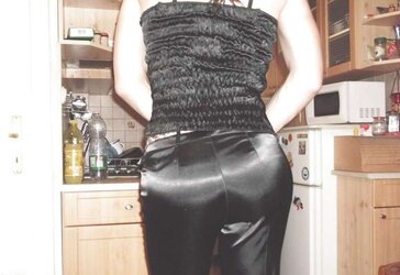 Dark-Hued satin suit (pants, harness, jacket)