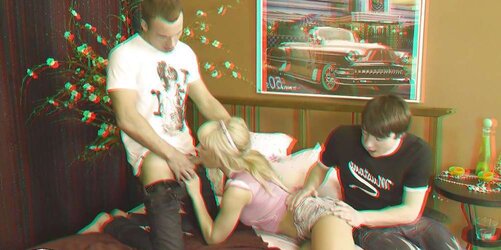 Porn Films 3D - Seduced platinum-blonde fellates hard-ons
