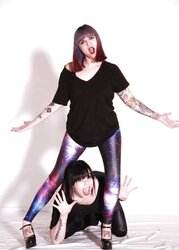 My sis and her gf, jaw-dropping, leggings, stockings, latex,