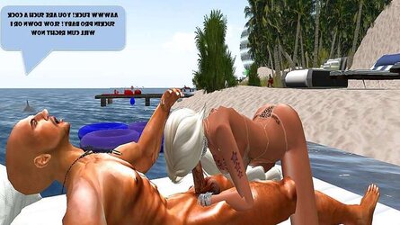 Towheaded Barbie Public Beach Nailing