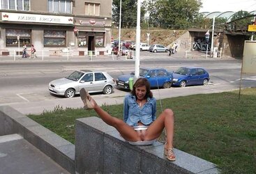 Suntanned female bare outdoors
