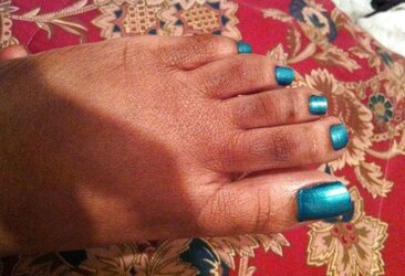 Teal Blue Toes Footjob