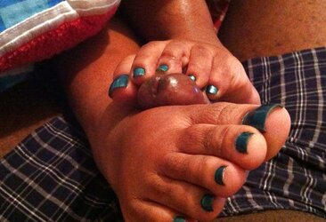 Teal Blue Toes Footjob