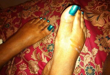 Teal Blue Toes Footjob