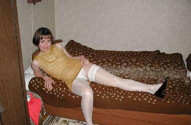 Mature inexperienced wifey in shining white pantyhose