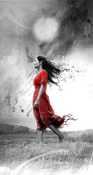 In crimson ....