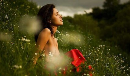 In crimson ....