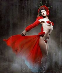 In crimson ....