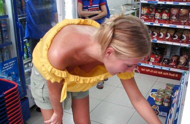 The Hottest - downblouse, down half-shirt, nip slide, nipple glide