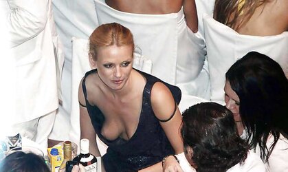 The Hottest - downblouse, down half-shirt, nip slide, nipple glide