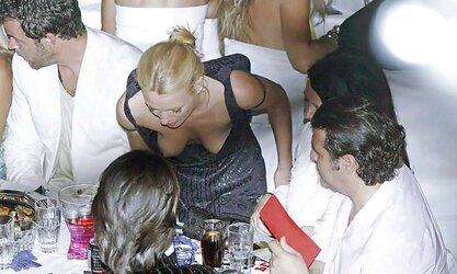 The Hottest - downblouse, down half-shirt, nip slide, nipple glide