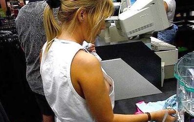 The Hottest - downblouse, down half-shirt, nip slide, nipple glide