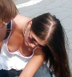 The Hottest - downblouse, down half-shirt, nip slide, nipple glide