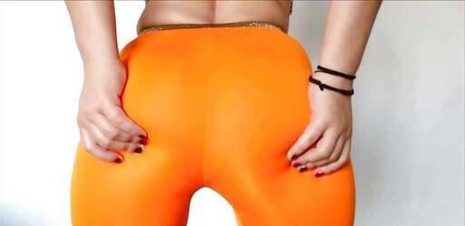 HUGE BUTT LEGGINGS ORANGE ARSE PANTY ARSE IDOLIZE SCREENS