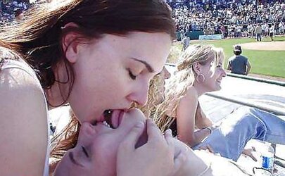 Lesbos Smooching Throat to Throat