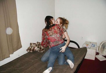 Lesbos Smooching Throat to Throat