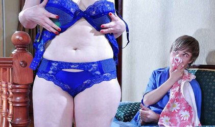 Russian Mother Flo in Blue Swimsuit