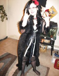 Gal Satin, Sheer Fluffy bathrobe dark-hued nightie
