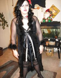 Gal Satin, Sheer Fluffy bathrobe dark-hued nightie