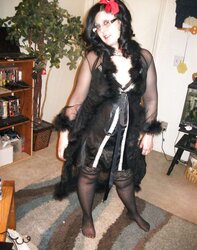 Gal Satin, Sheer Fluffy bathrobe dark-hued nightie
