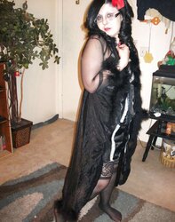 Gal Satin, Sheer Fluffy bathrobe dark-hued nightie
