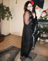 Gal Satin, Sheer Fluffy bathrobe dark-hued nightie