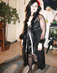 Gal Satin, Sheer Fluffy bathrobe dark-hued nightie