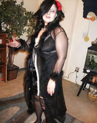 Gal Satin, Sheer Fluffy bathrobe dark-hued nightie