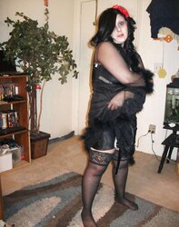 Gal Satin, Sheer Fluffy bathrobe dark-hued nightie