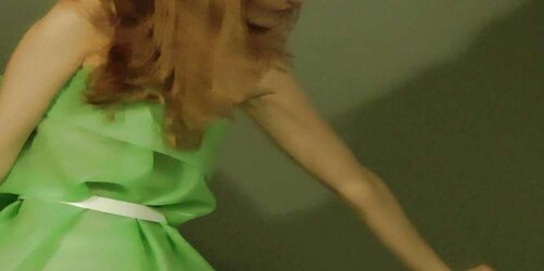 Redhead lean Lisa popping balloons