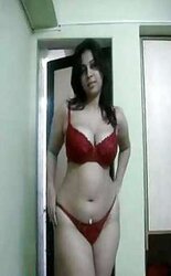 Desi Big-Chested Chicks-Ample Donk in Crimson Hooter-Sling Thong