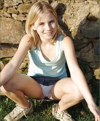 Upskirt, labia showing, public.