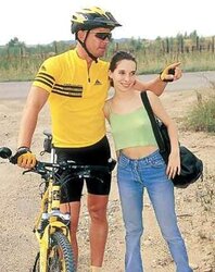 Brown-Haired meets a bike rider and drills him