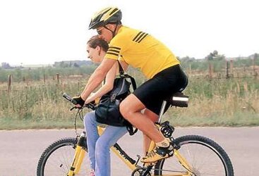 Brown-Haired meets a bike rider and drills him