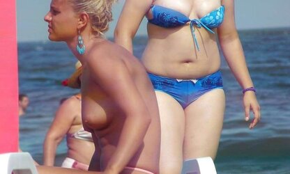 Luxurious Knockers Caught on Beach two by Voyeur TROC