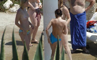 Beach unwrapping, de-robe or getting bare