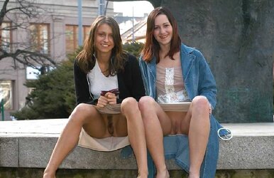 Upskirt and public snatch showing.