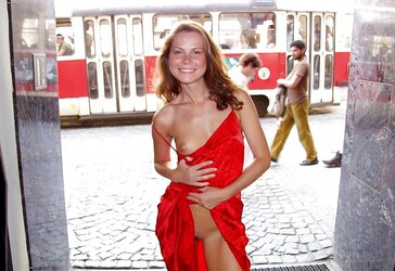 Upskirt and public snatch showing.
