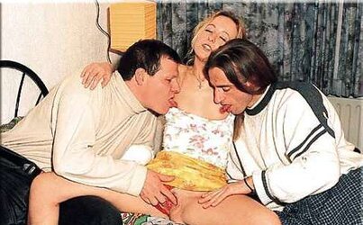 Blonde andrea with 2 old fellow