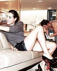 Just high high-heeled shoes and gams