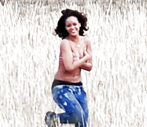 Rihanna bare-chested