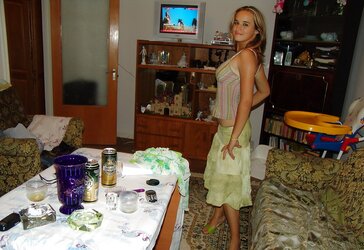 Damn magnificent dame in miniskirt